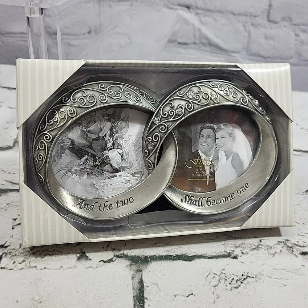 Fetco Picture Frame‎ Pewter Wedding Double Rings Two Shall Become One New
